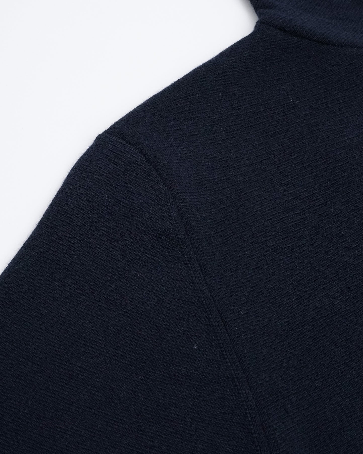 One Side High Neck Pullover(Navy×Navy)