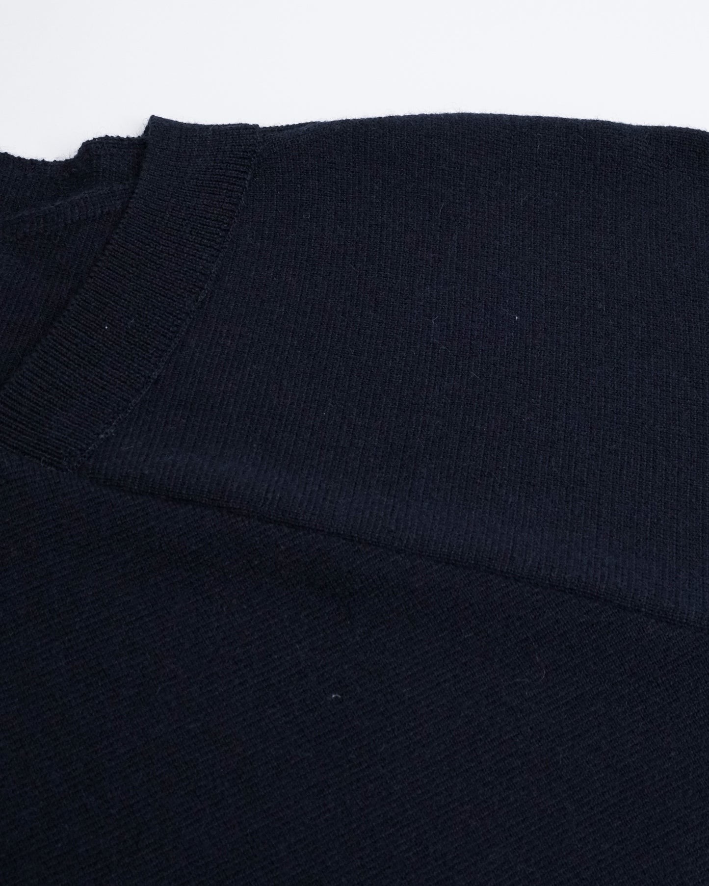 One Side High Neck Pullover(Navy×Navy)