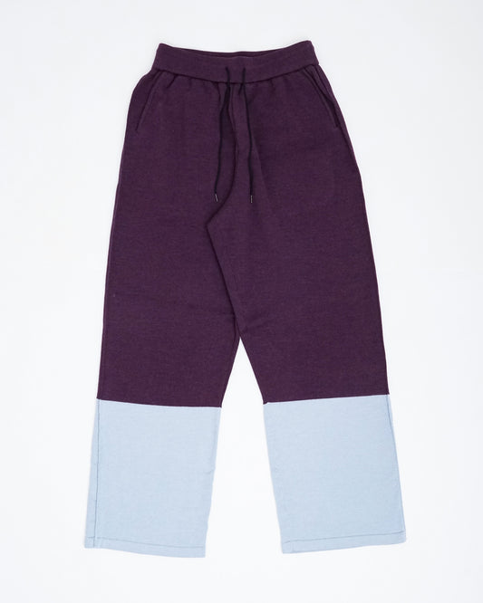 Bicolour Knit Pants(Light Blue×Purple)